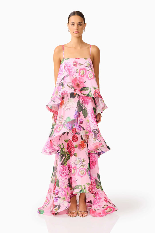 Damen Maxi Kleid mit Volant-details EB