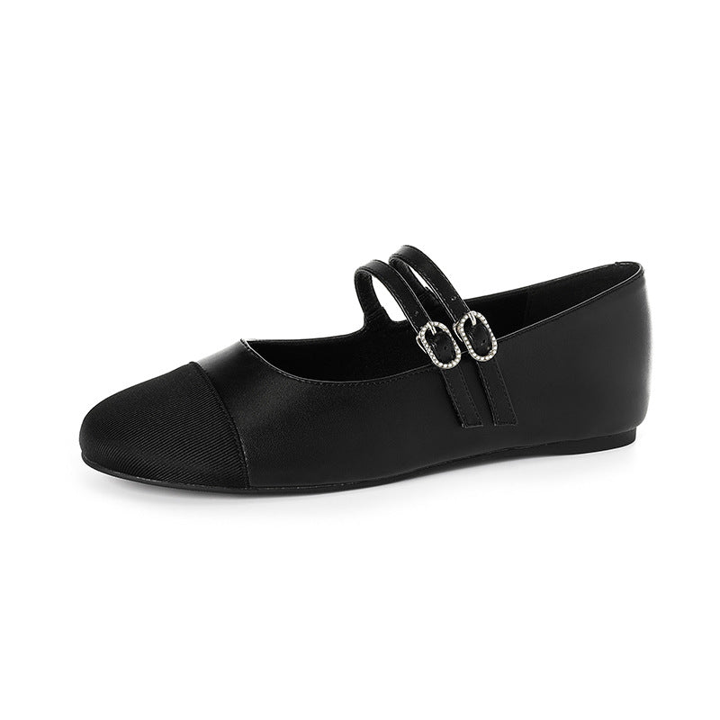 Damen Ballerinas mit doppeltem Riemen und funkelnden Schnallen EB