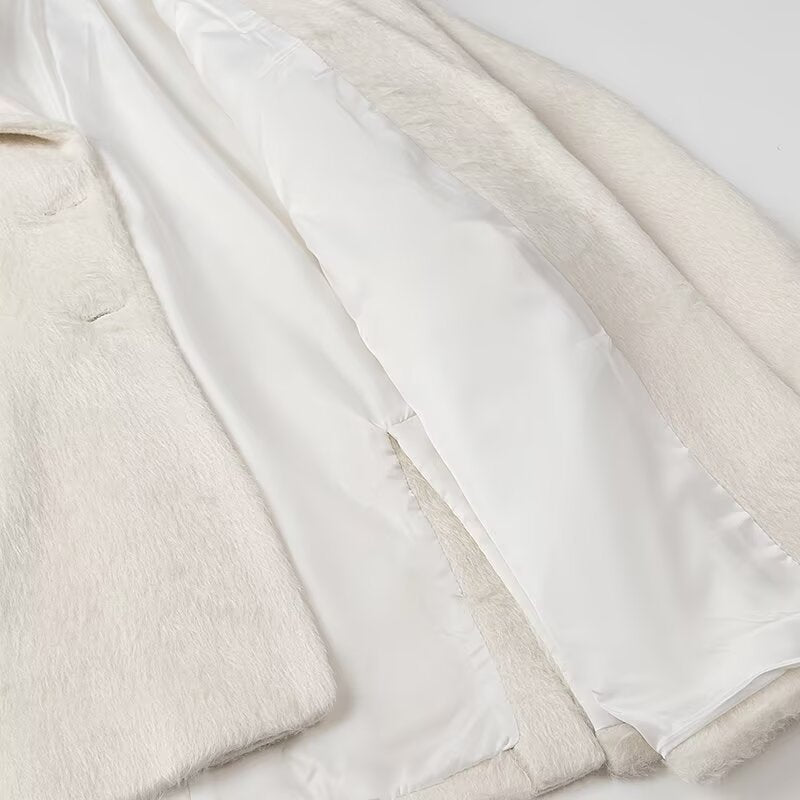 Damen eleganter Kunstfell-Blazer mit praktischen Taschen EB