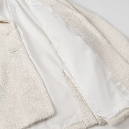 Damen eleganter Kunstfell-Blazer mit praktischen Taschen EB