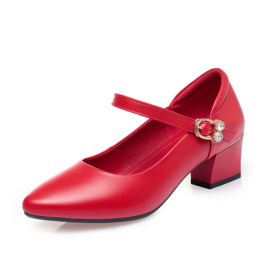 Damen Mary Jane Pumps mit modischem Schmuckdetail und komfortablem Blockabsatz EB