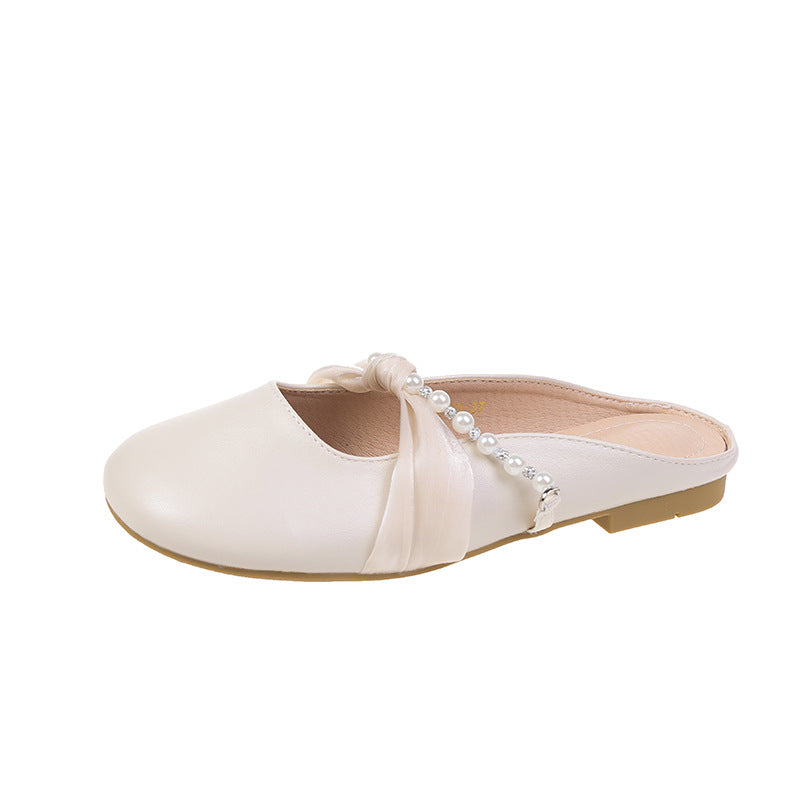 Damen Elegante Mules mit perlenverziertem Riemen EB