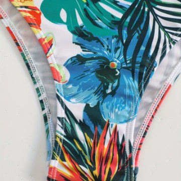 Damen Bandeau-Bikini-Set mit tropischem Blumendesign EB