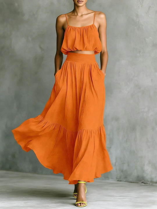Damen Sommerliches Zweiteiler-Kleid mit fließendem Schnitt und praktischen Taschen EB