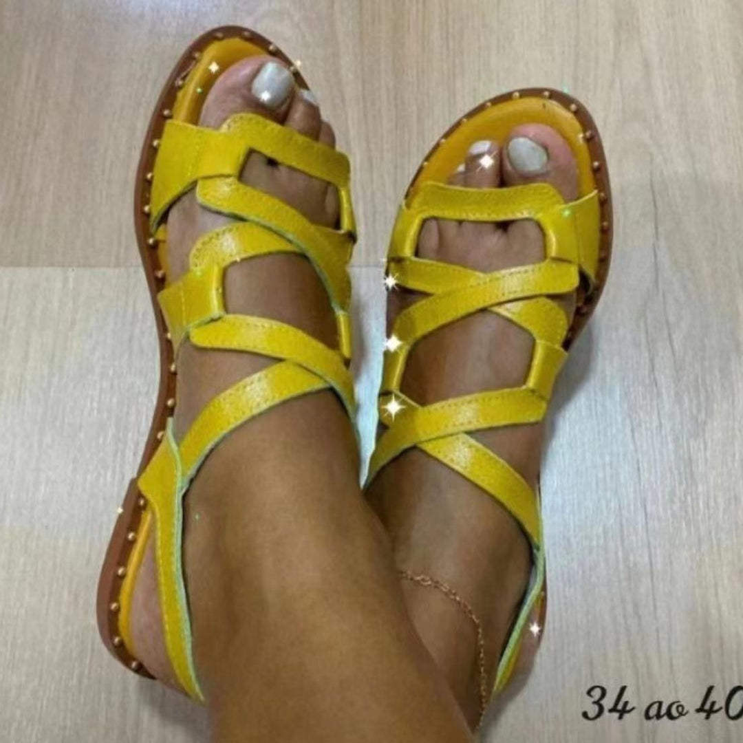 Damen farbenfrohe Sandalen mit flexiblen Riemen EB