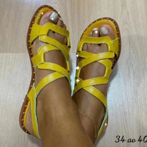 Damen farbenfrohe Sandalen mit flexiblen Riemen EB