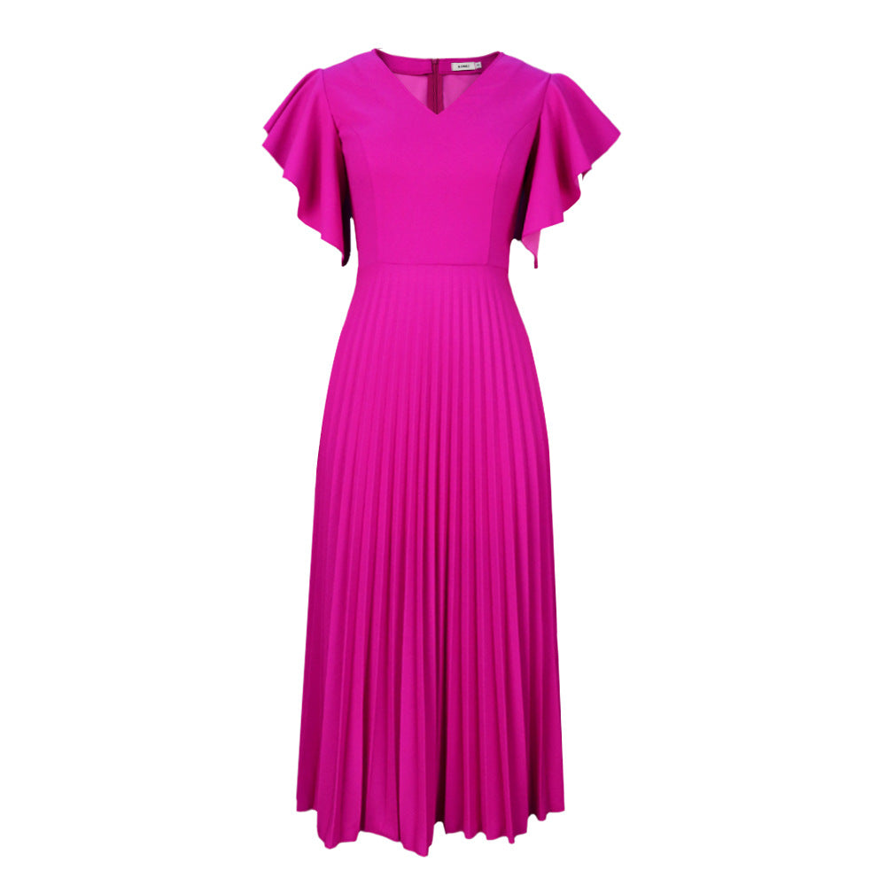 Damen Midikleid mit voluminösen Rüschensäumen und eleganter Faltenlegung EB