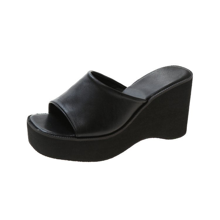 Damen Plateau-Pantoletten mit breitem Riemen und bequemer Sohle EB