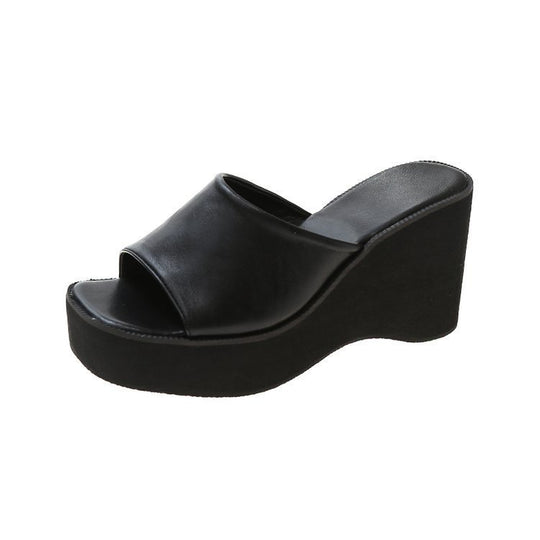 Damen Plateau-Pantoletten mit breitem Riemen und bequemer Sohle EB