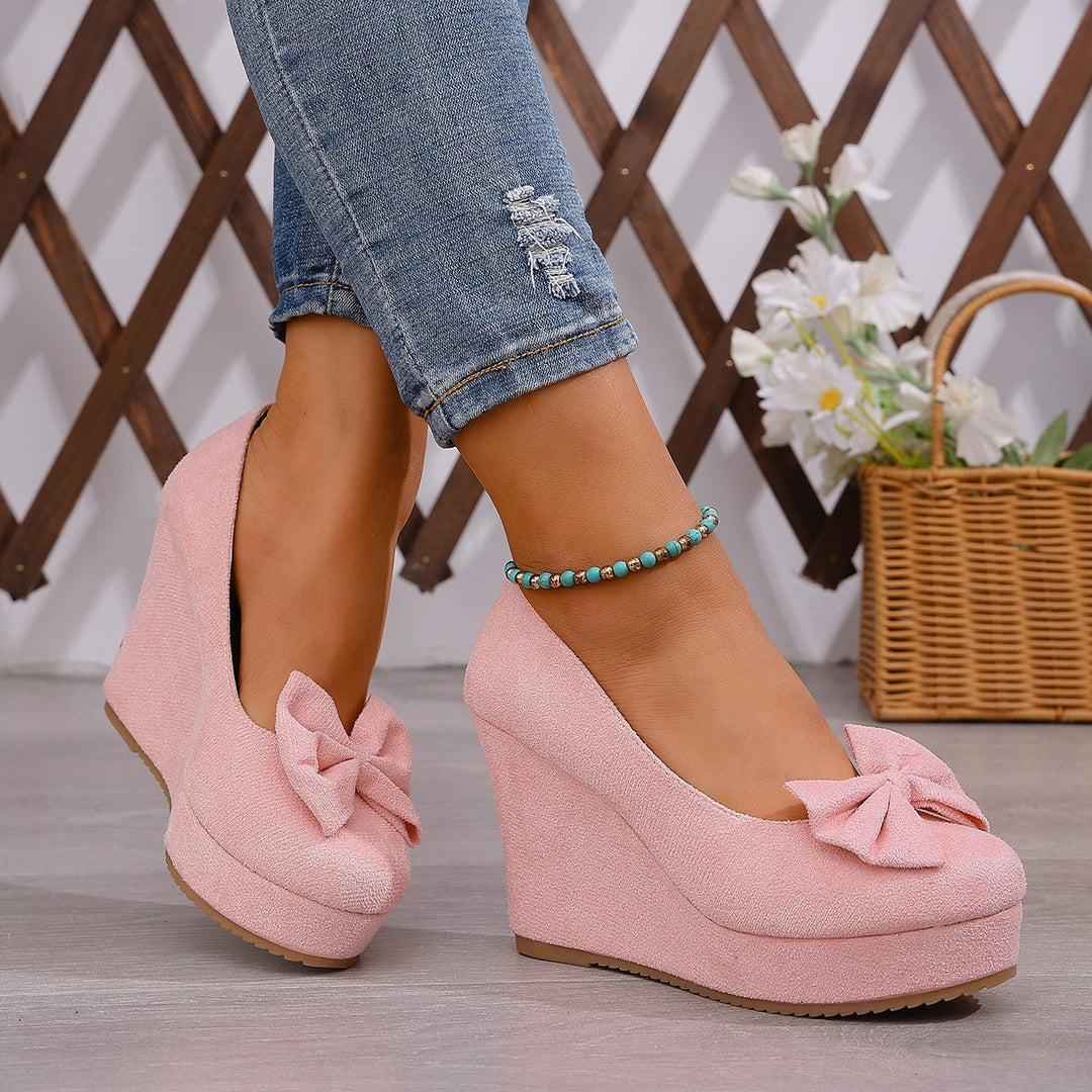 Damen Wedge-Pumps mit dekorativer Schleifen-Applikation und komfortablem Fußbett EB