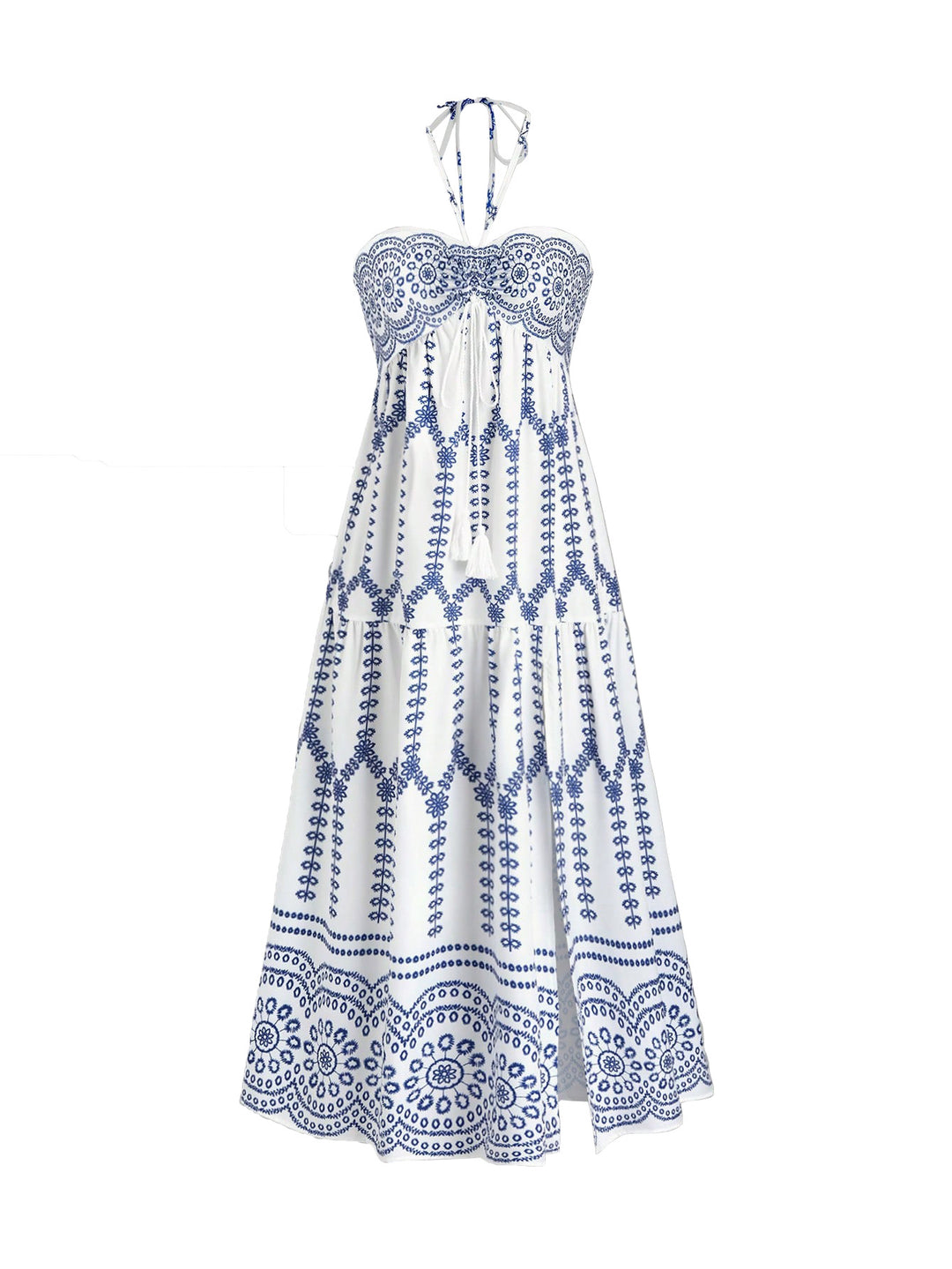 Damen Boho Maxikleid mit Trägern EB