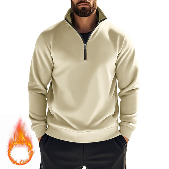Herren nan komfortables Halbzip-Sweatshirt mit Stehkragen, leicht angerauter Innenseite und geripptem Saum EB