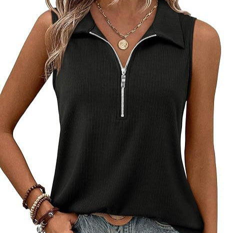 Damen ärmelloses Polo-Shirt mit Reißverschluss EB