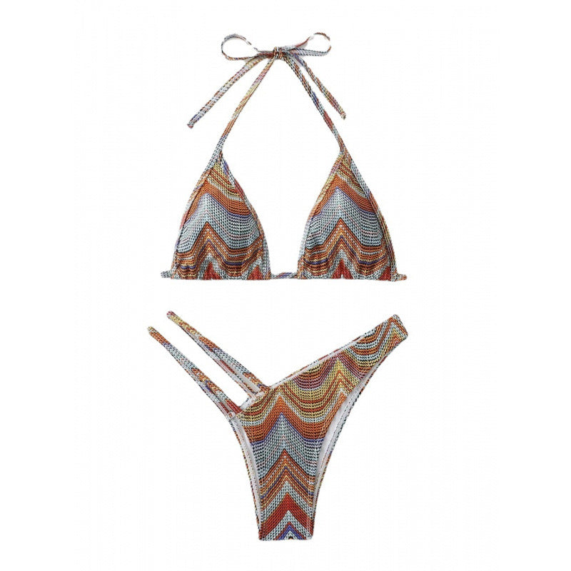 Damen Bunt gemusterter Triangel-Bikini EB