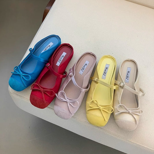Damen Ballerinas mit modischem Riemchen und eleganter Schleifenapplikation EB