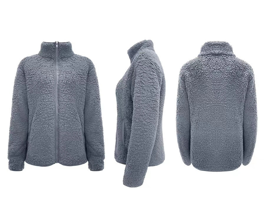 Damen Fleecejacke mit hohem Kragen und seitlichen Reißverschlusstaschen EB