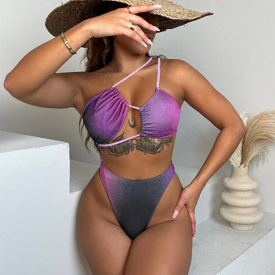 Damen Bikini mit asymmetrischem Design und Raffungen EB