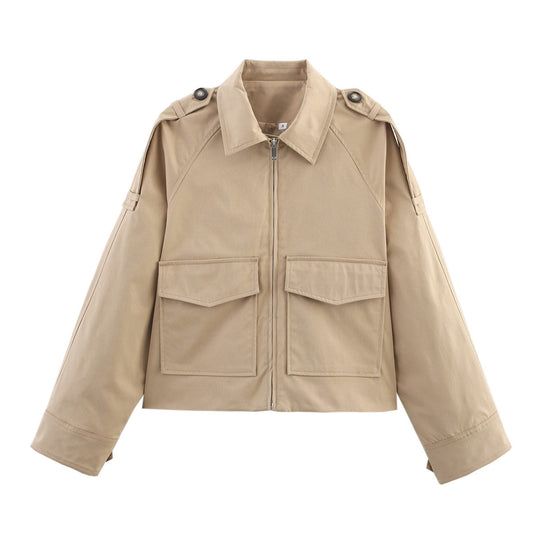 Damen modische Utility-Jacke mit praktischen Taschen EB