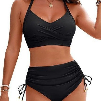 Damen Hochtailliertes Bikini-Set mit Wickeloberteil EB