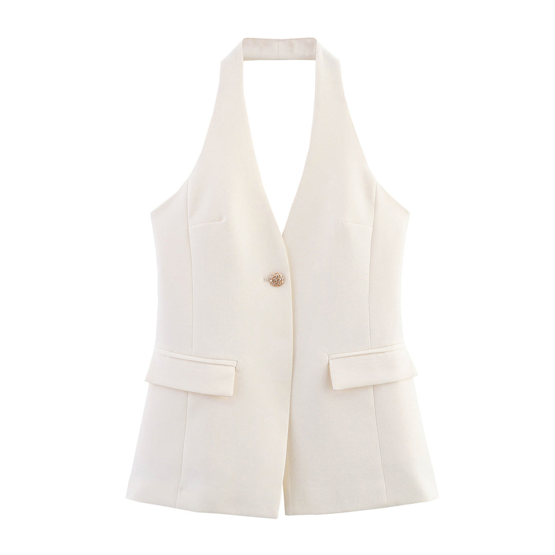 Damen elegante Blazer-Weste ohne Ärmel EB