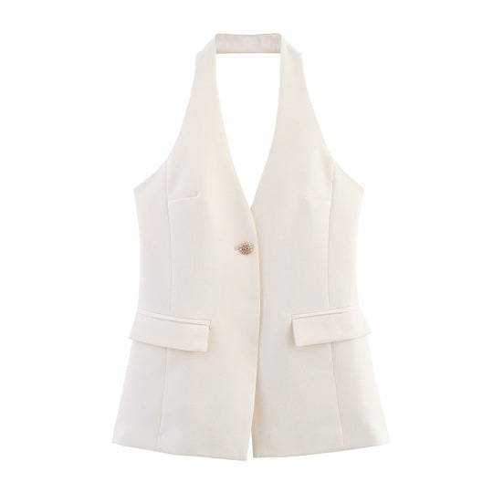 Damen elegante Blazer-Weste ohne Ärmel EB