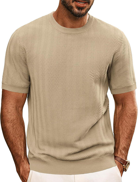 Herren strukturiertes Rundhals T-Shirt EB
