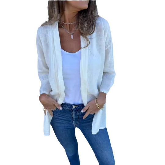 Damen lässige Sommerjacke aus leichtem Leinen EB