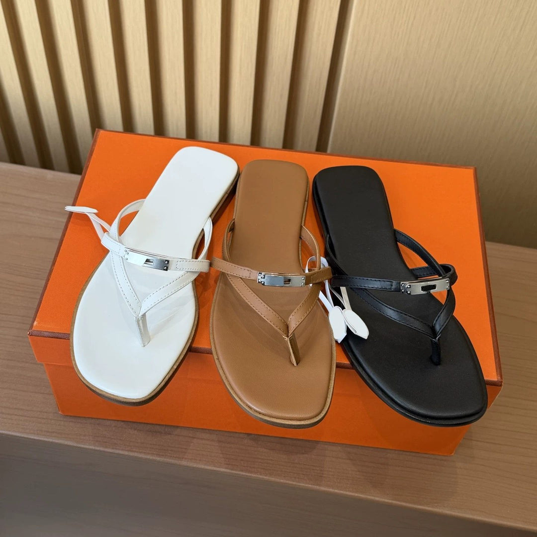 Damen Elegante Flip-Flops mit glänzenden Akzenten EB