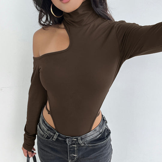 Damen Body mit asymmetrischem Schnitt und hohen Rüschen EB
