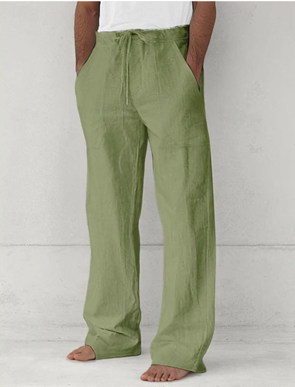 Herren nan leichte Relax-Chino aus Leinenmix mit weitem Bein, Kordelbund und seitlichen Eingrifftaschen EB