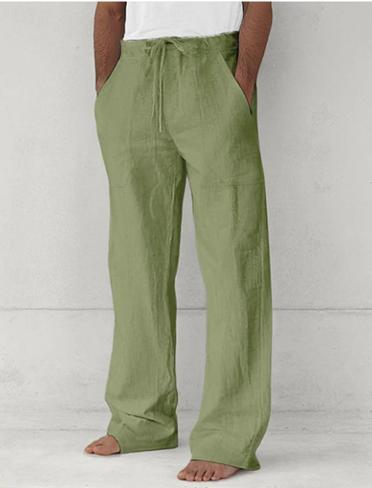 Herren nan leichte Relax-Chino aus Leinenmix mit weitem Bein, Kordelbund und seitlichen Eingrifftaschen EB
