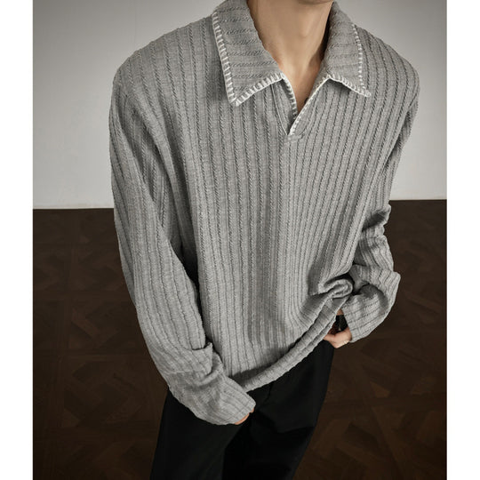 Herren Pullover mit lässigem strukturiertem Design und modischem Kragen EB