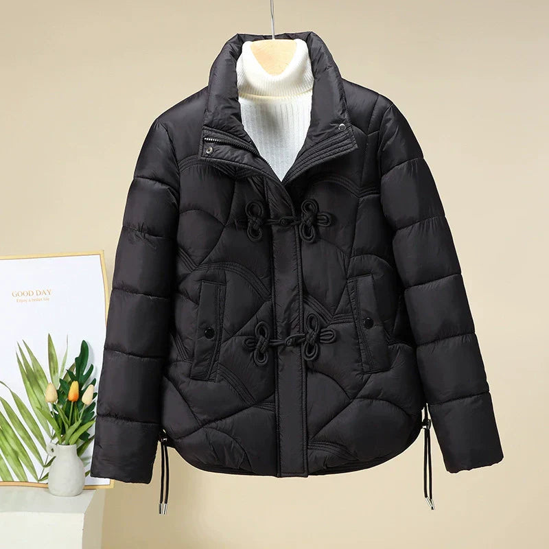 EB | Puffer-Jacke - Kurzes Modell - Geometrisch Gequiltet - Froschknöpfe - Verstellbarer Saum