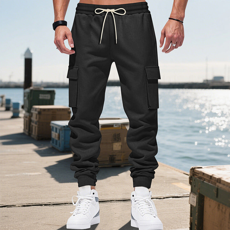 Herren nan Cargo-Jogginghose mit mehrfachen Cargotaschen und elastischem Bund EB