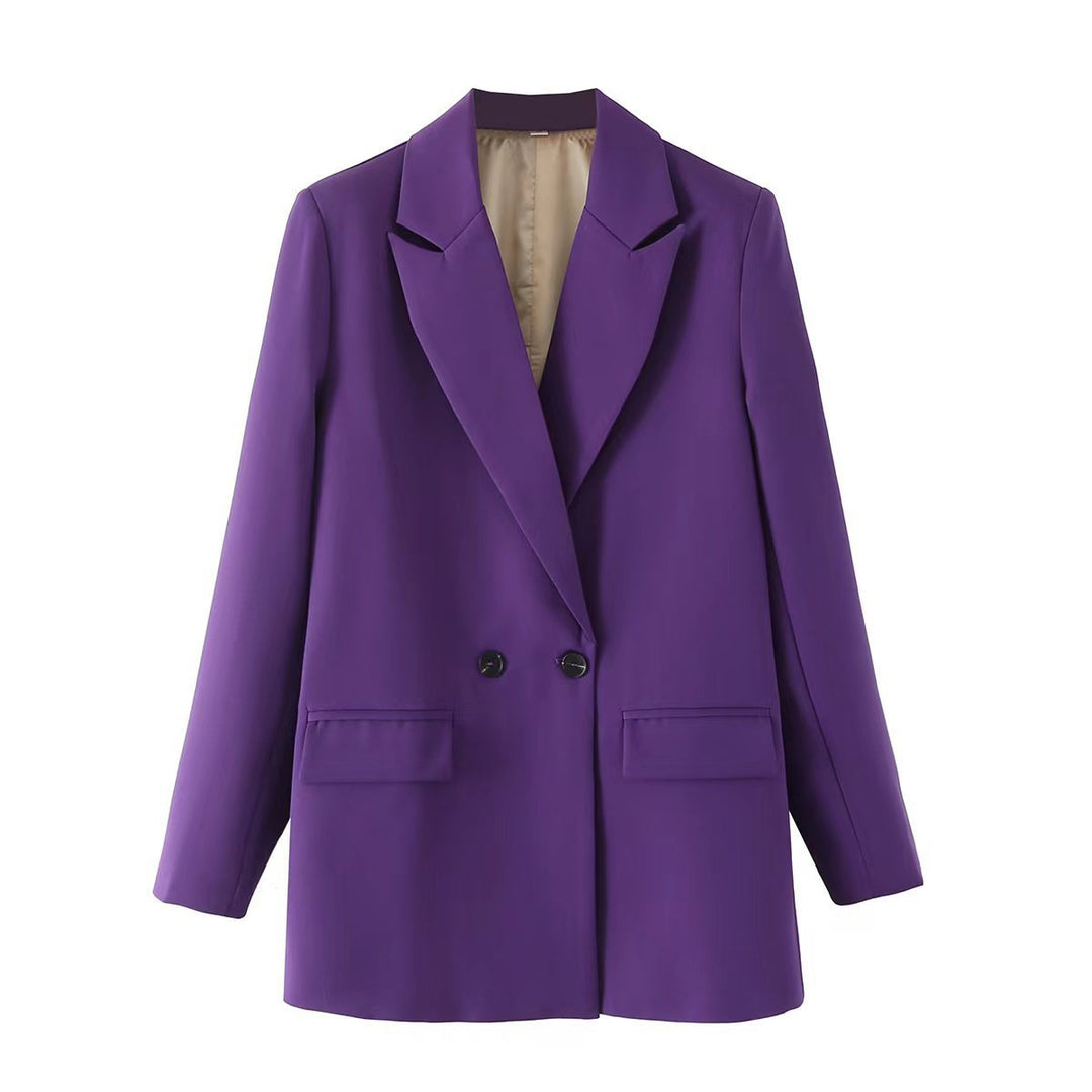 Damen Oversize Doppelreihiger Blazer mit fallendem Revers und weicher Innenfütterung EB