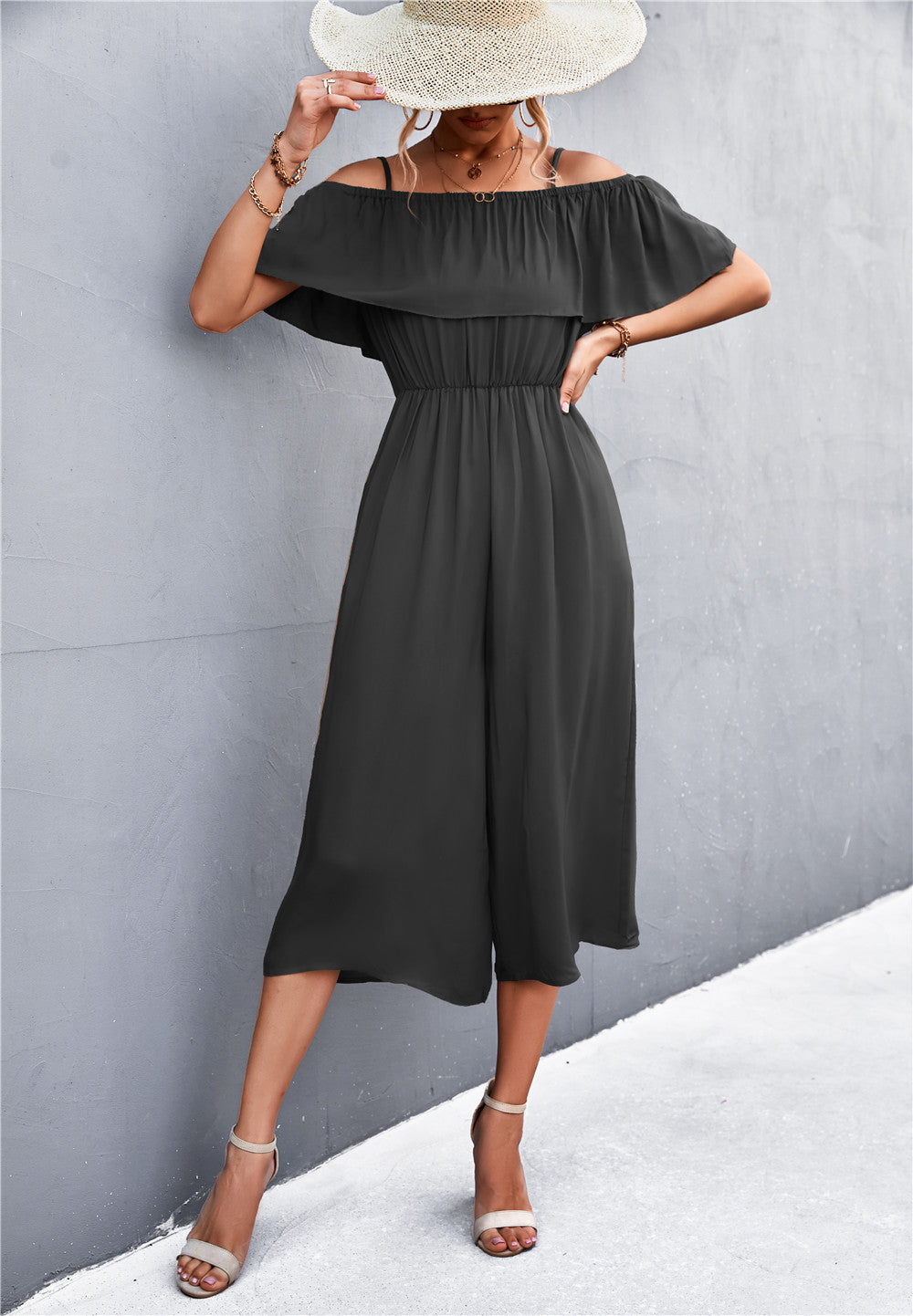 Damen eleganter Jumpsuit mit Off-Shoulder Design und lässigem Schnitt EB