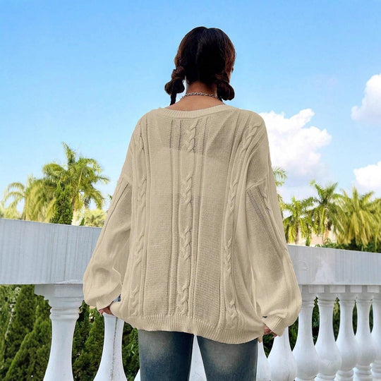 Damen Strickpullover mit asynchronem Schnitt und lockerem Fall EB
