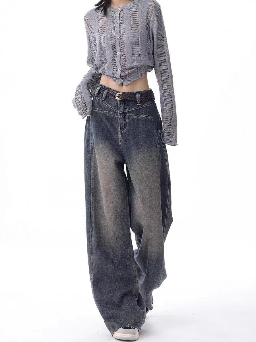 Damen Oversized Jeans mit lässigem Schnitt und hoher Taille EB