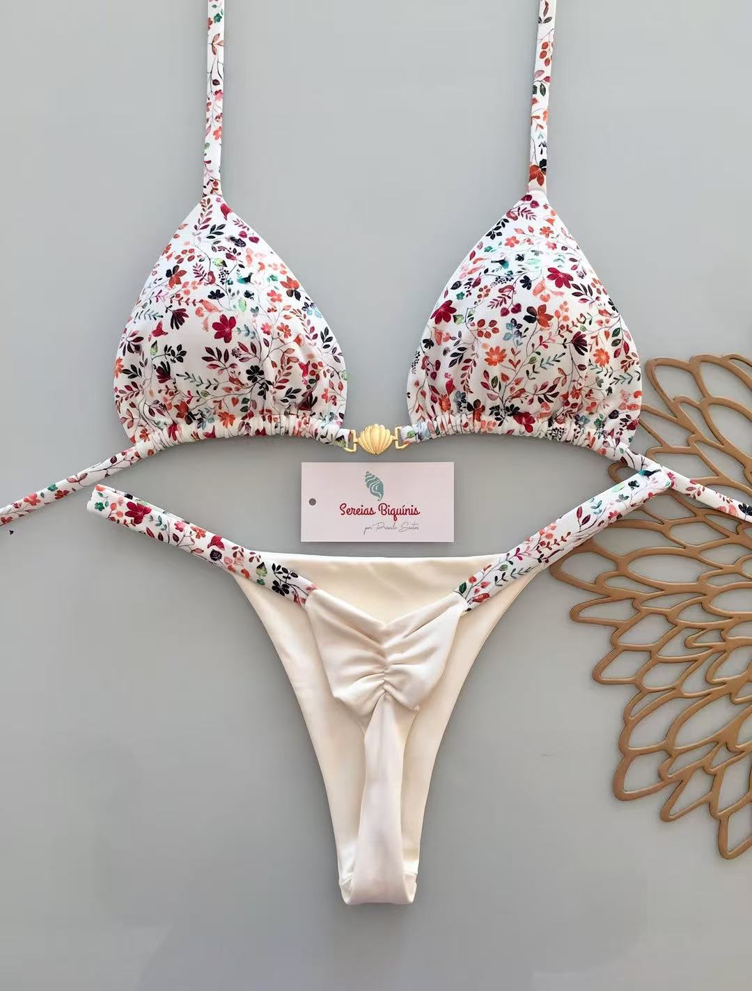 Damen Triangel-Bikini mit frischem Melonenmuster EB
