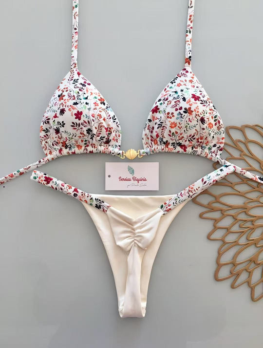 Damen Triangel-Bikini mit frischem Melonenmuster EB