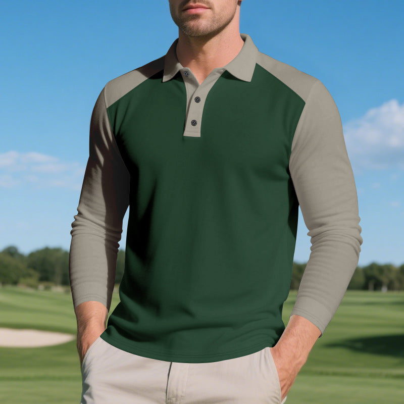 Herren langärmliges Polo-Shirt mit sportlichem Schnitt und atmungsaktiver Technologie EB