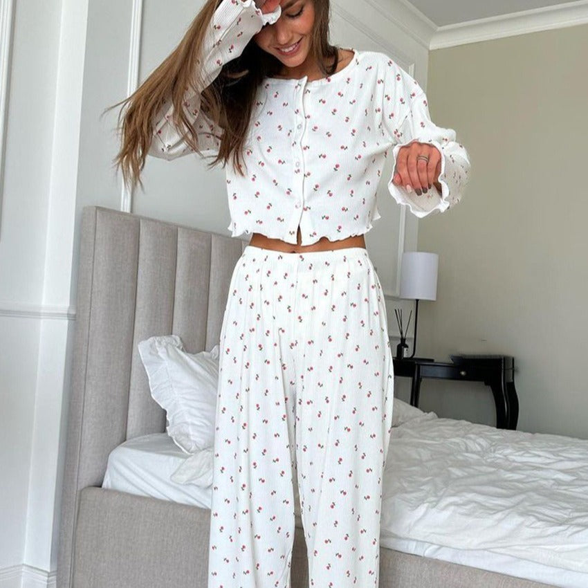 Damen Gemütliches Lounge-Set mit floralem Design und lässigem Schnitt EB