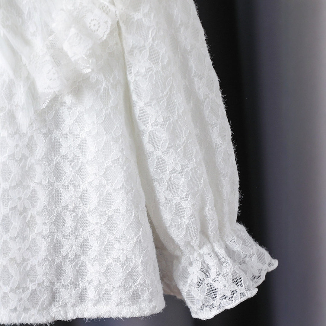 Damen Rüschenbluse mit Spitzenakzenten EB