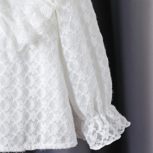 Damen Rüschenbluse mit Spitzenakzenten EB