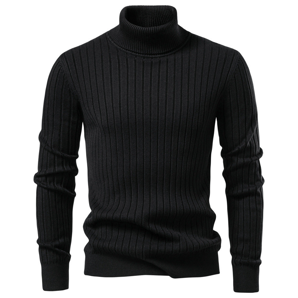 Herren Rollkragenpullover mit feinem Rippstrukturdesign EB