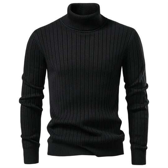 Herren Rollkragenpullover mit feinem Rippstrukturdesign EB