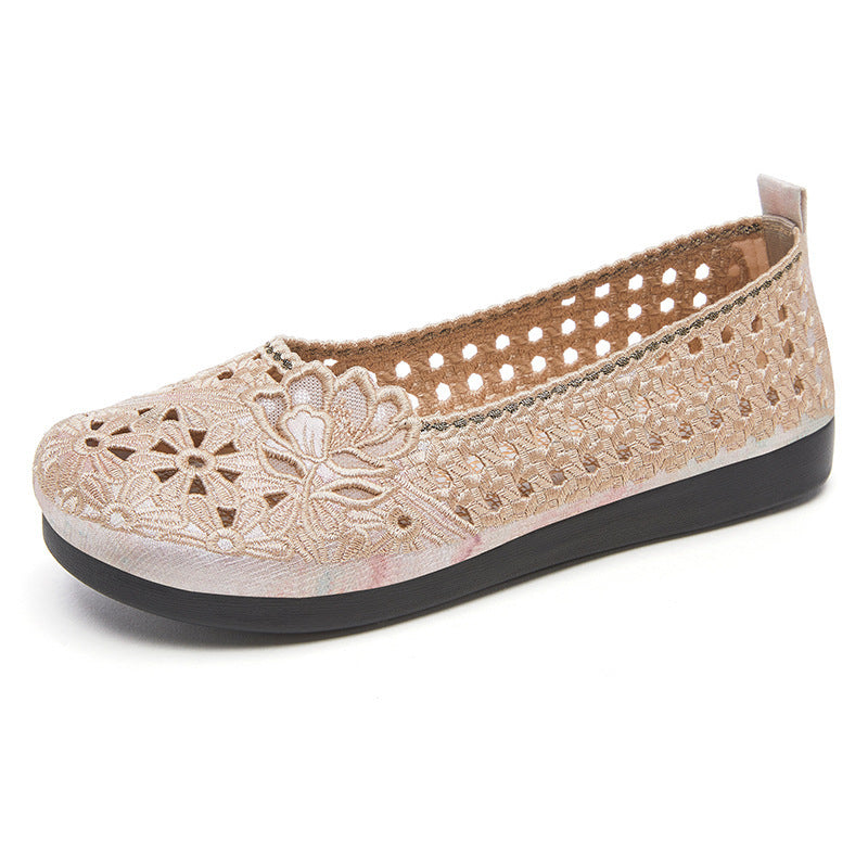 Damen Elegante und atmungsaktive Ballerinas mit floralen Stickereien EB