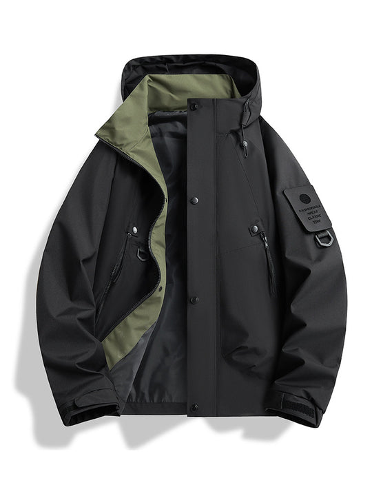 Herren wasserdichte Urban-Hardshelljacke mit verschweißten Nähten, verstellbarer Kapuze und Utility-Ärmeltasche EB