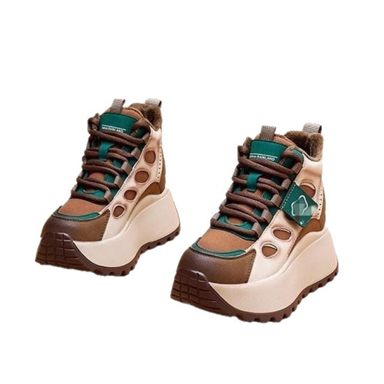Damen Sportliche High-Top Sneakers mit Blockabsatz und einzigartigem Design EB