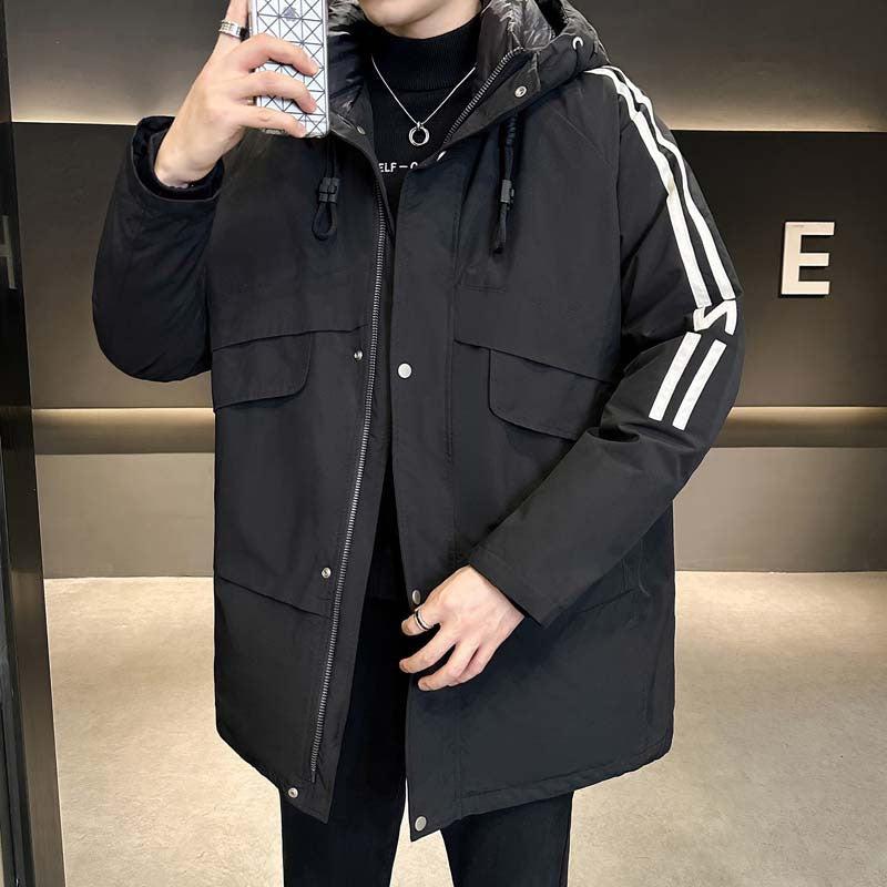 Herren modische Winterjacke mit praktischen Taschen und hohem Kragen EB